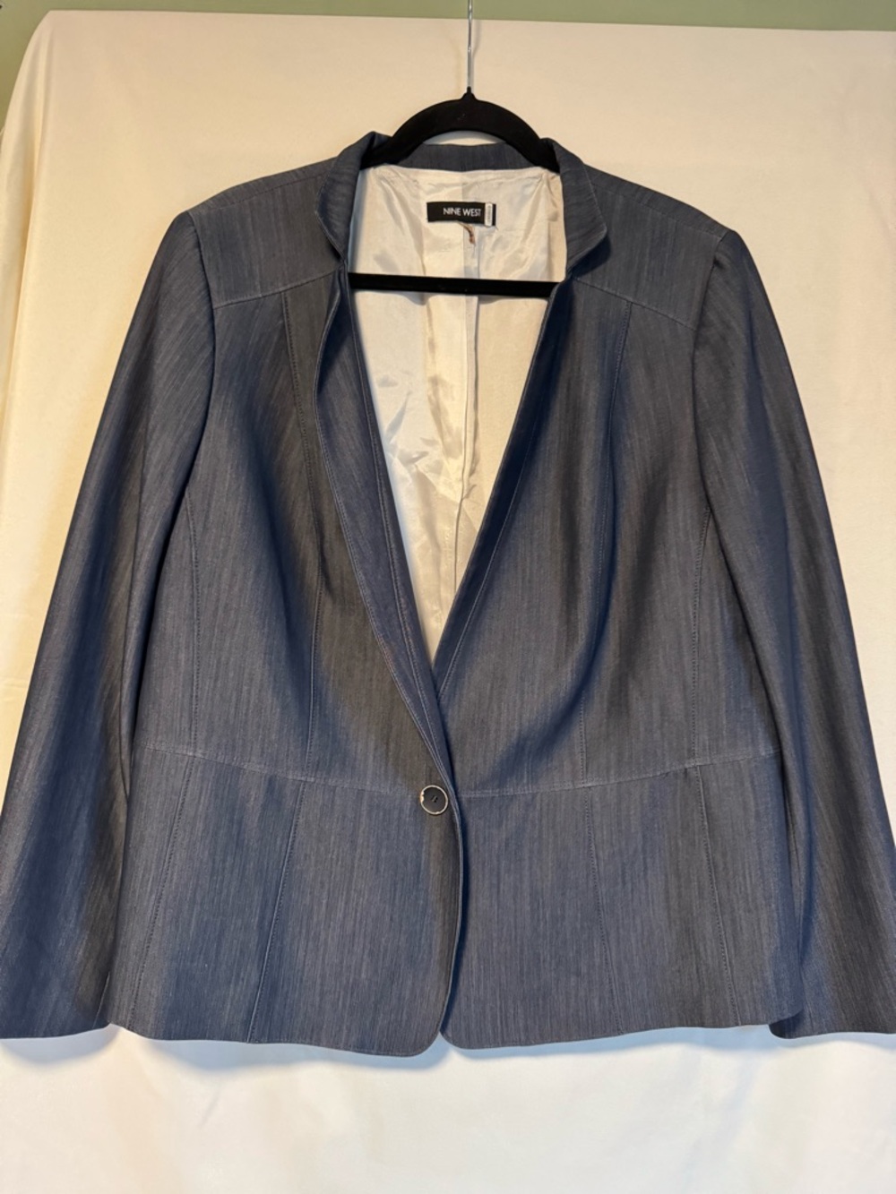 Nine West Blue Structured Blazer Workwear Office Career Jacket L